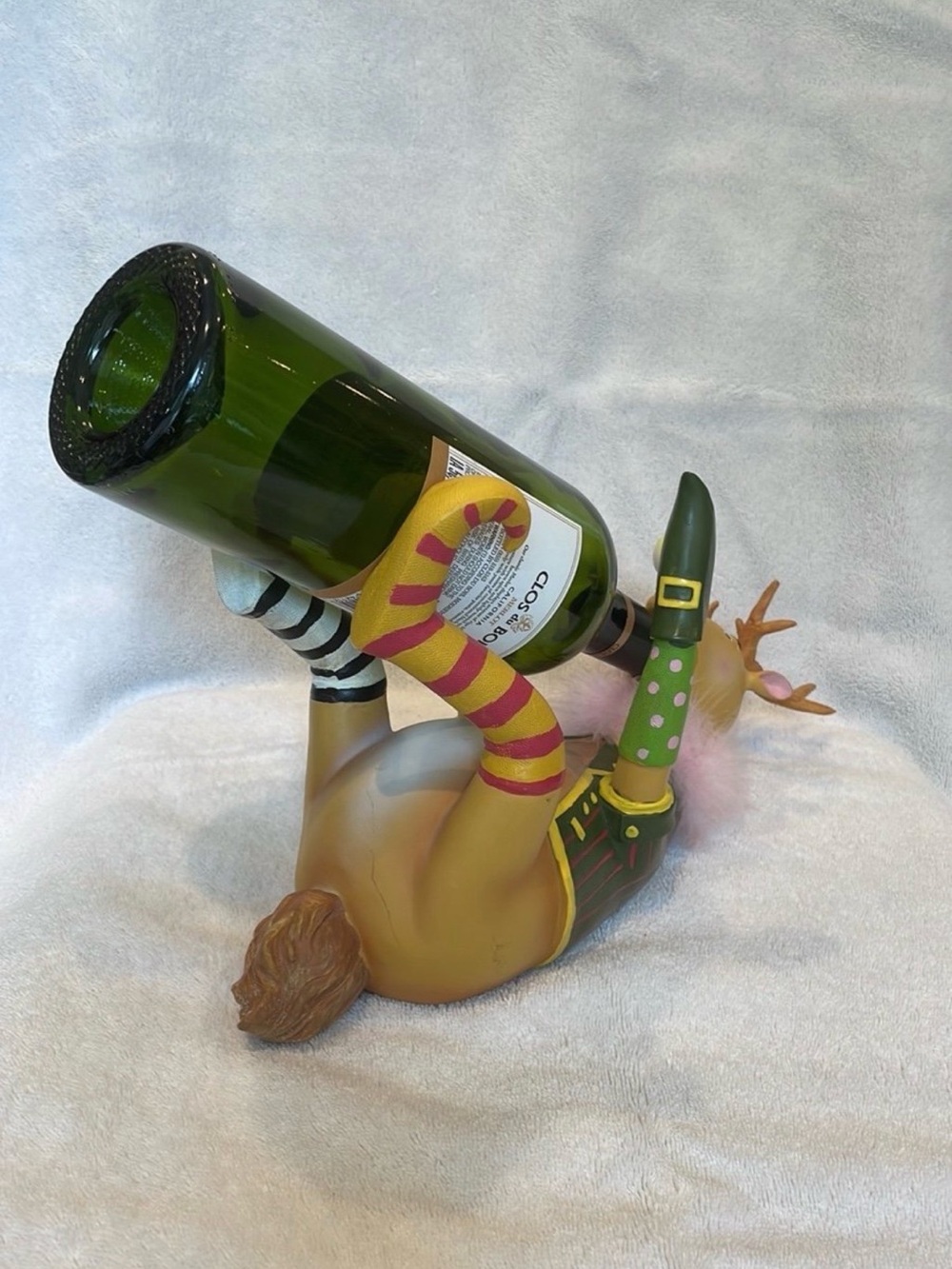 Whimsical Reindeer Wine Bottle Holder in Green - Picture 4 of 8